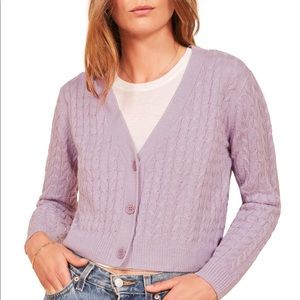 Reformation Annabell Cable Knit Linen Cardigan